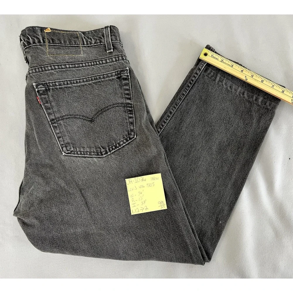 VTG‎ Levis Jeans Mens 38x30 (36x27) 505 Reg Fit Straight Leg Black USA 90s Y2K